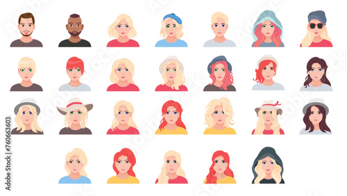 Set of avatars of different people. Collection of various male and female portraits.