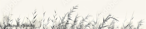 A drawing of bushes with tall grass on a white background  a motion blur panorama  and mysterious backdrops.