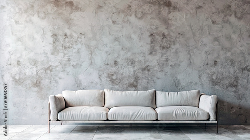 white sofa in a room concrete wall 