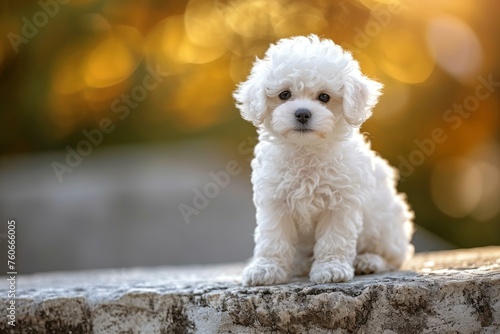 Fluffy Adorable bichon dog. Domestic animal studio canine sweet. Generate Ai