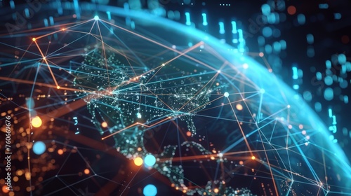 a global business network  interconnected nodes and lines  symbolizing a network that spans the globe  presentations  marketing materials  or any content related to international business  collaborati