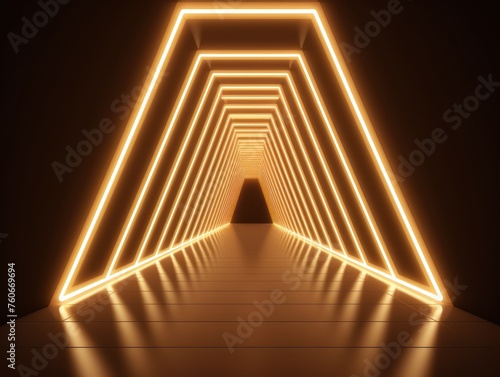 Beige neon tunnel entrance path design seamless tunnel lighting neon linear strip background