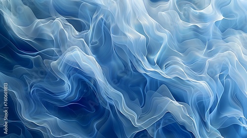 Ethereal Blue Waves - A Fluid Digital Art Display of Nature's Flow