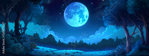 Summer night cartoon background