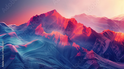 Abstract 8K designs visualizing different music genres as landscapes