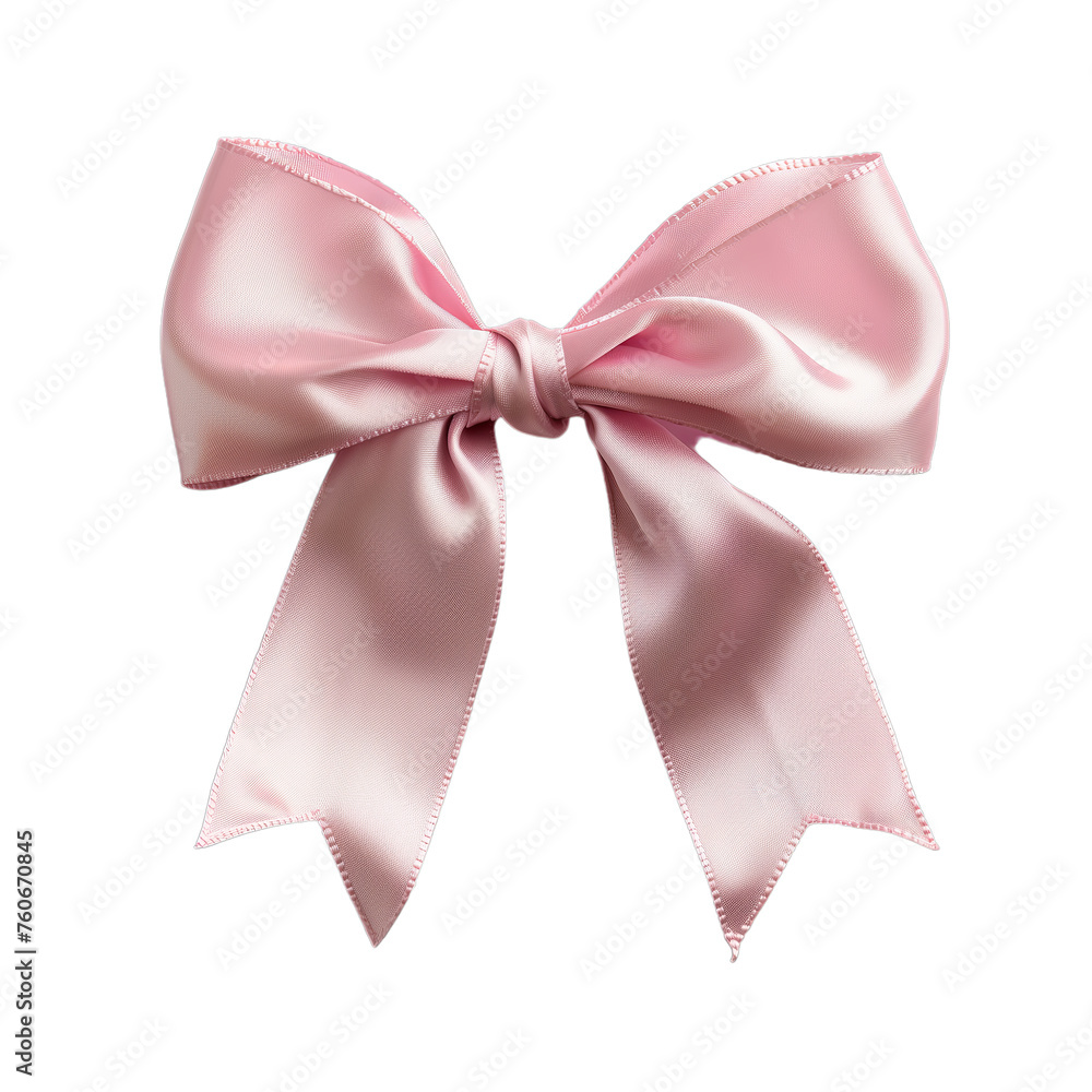 Pink bow and ribbon isolated on transparent background