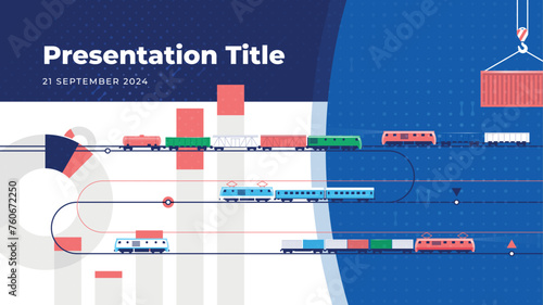 Railway transportation and logistics. Presentation cover