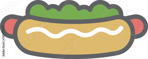 Hot dog color icon. Street fast food