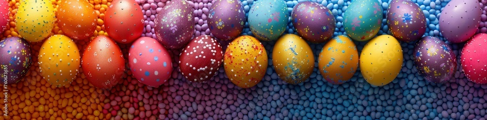 Colorful Easter eggs pattern, easter egg background banner
