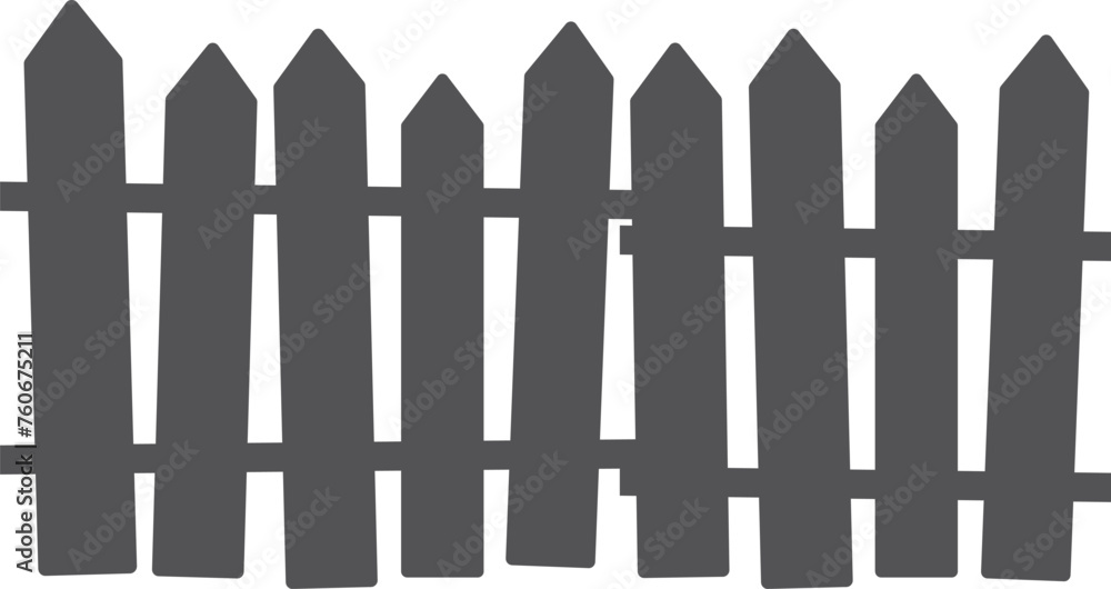 Timber fence. Black wooden plank silhouette border