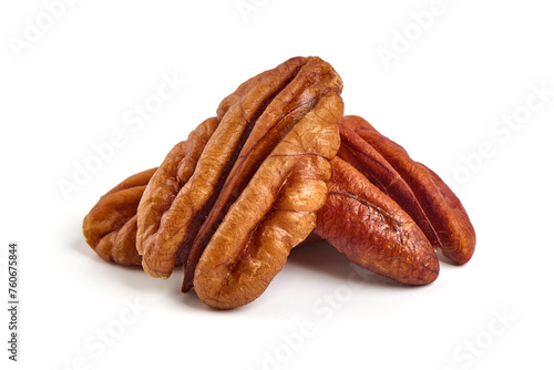 Pecan nuts, isolated on white background.