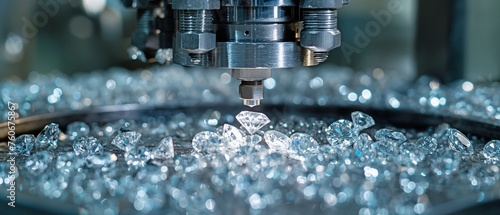 raw diamonds are processed in a diamond cutting and polishing factory. photo