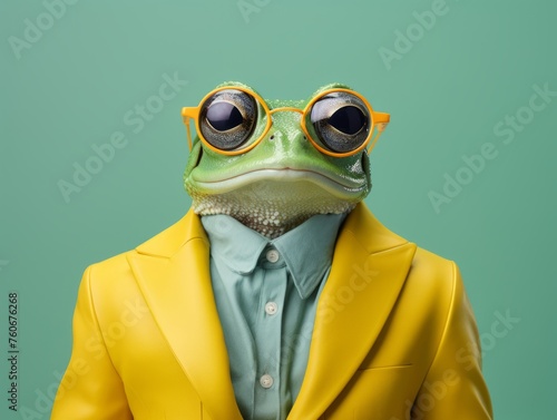 Chic Amphibian: Fashionable Frog in Sunglasses