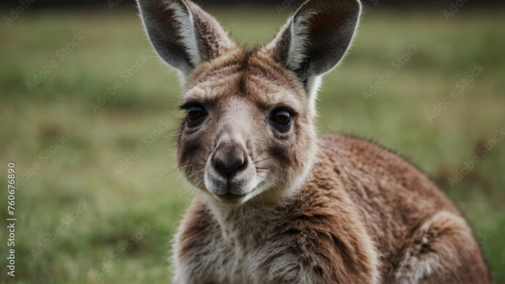 kangaroo face with nature background