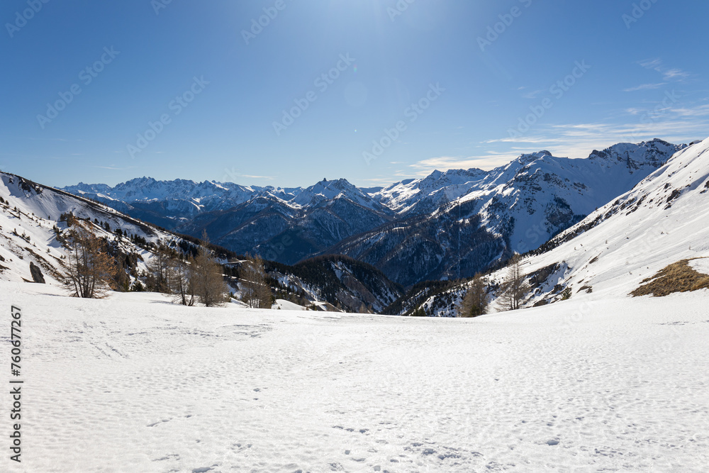 View from alpine winter pass