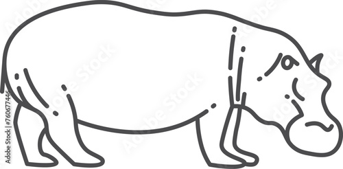 Hippo line icon. Safari animal. African fauna