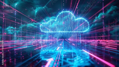 cyberpunk banner about the introduction of cloud computing