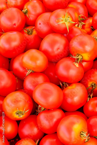 Red tomatoes at a market