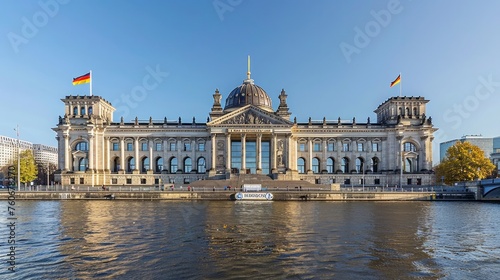The Reichstag building located in Berlin, Germany which houses the German parliament, the Bundestag. photo