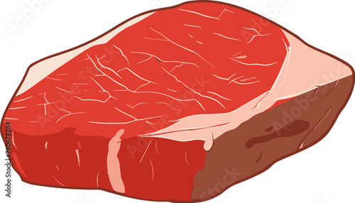 Picanha Brazilian beef cut. Illustration of a raw beef steak isolated on a white background.