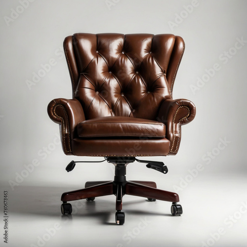 Leather brown armchair in the room