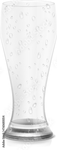 Cold drink glass with water drops. Realistic empty mockup