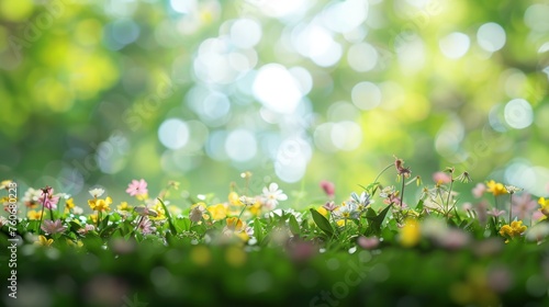  Beautiful blurred spring background nature with blooming glade,  © venusvi