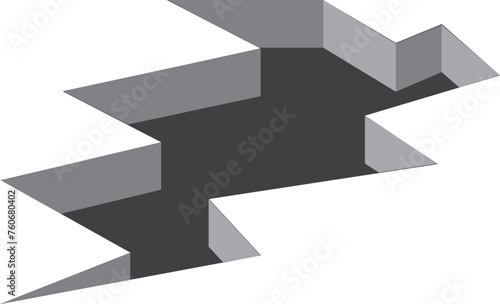 Breaking ground crack. Realistic surface wrecking fracture