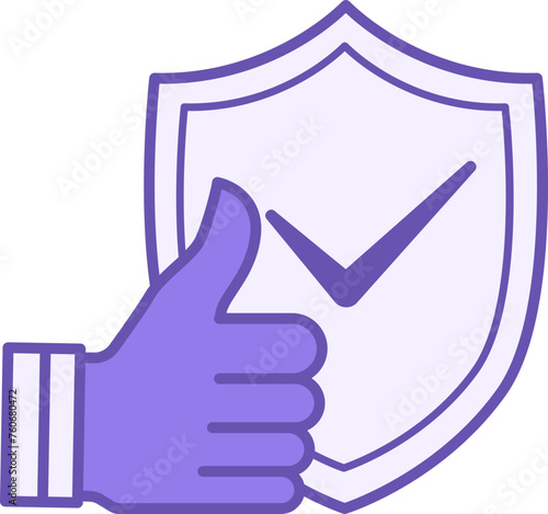 Reliability Color Icon. Vector Icon of Thumbs Up and Protection Sign. Core Values Concept