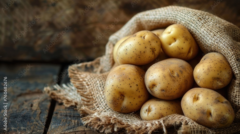 Potatoes in a burlap bag Potatoes in a burlap bag