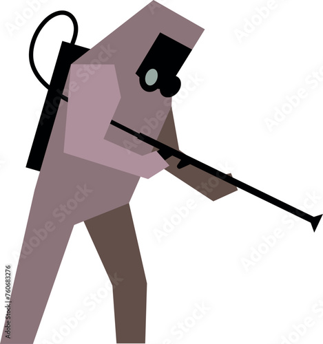 Disinfection service worker in biohazard suit spray antiseptic