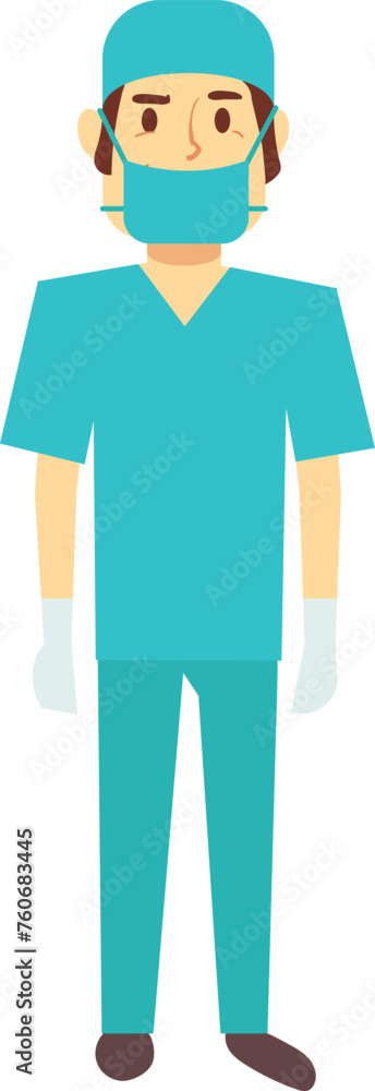 Surgeon standing. Cartoon doctor character. Medical worker Surgeon standing. Cartoon doctor character. Medical worker