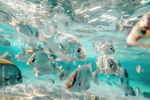 Strange behavior of marine fish, such as gathering together in groups Emphasis on presenting the wonders of nature. and the amazingness of the fish photo