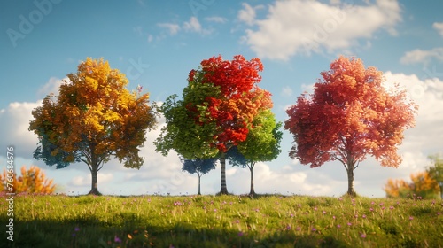Artistic representation of trees through seasonal cycles a visual journey