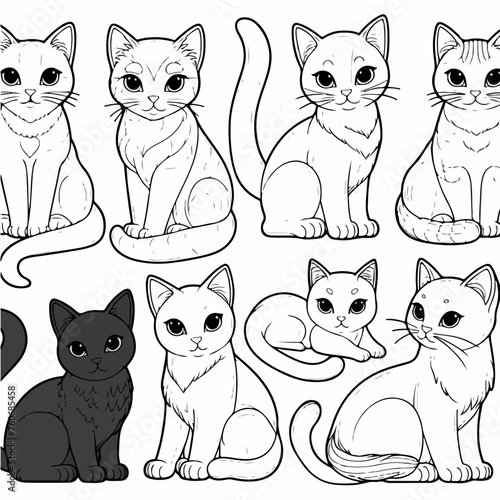 coloring page with cure cats for children