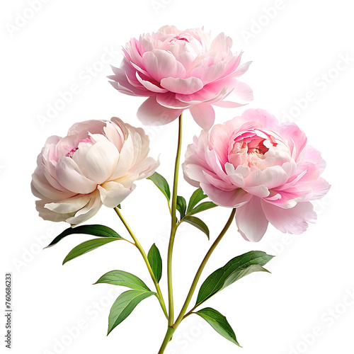 Bouquet of peonies isolated on transparent background