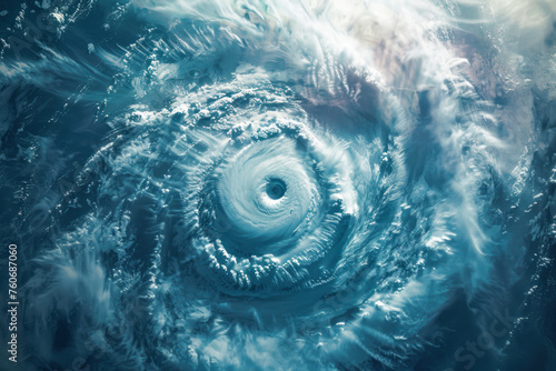 view from satellite. Hurricane from space, super typhoon. Atmospheric cyclone spiral photo