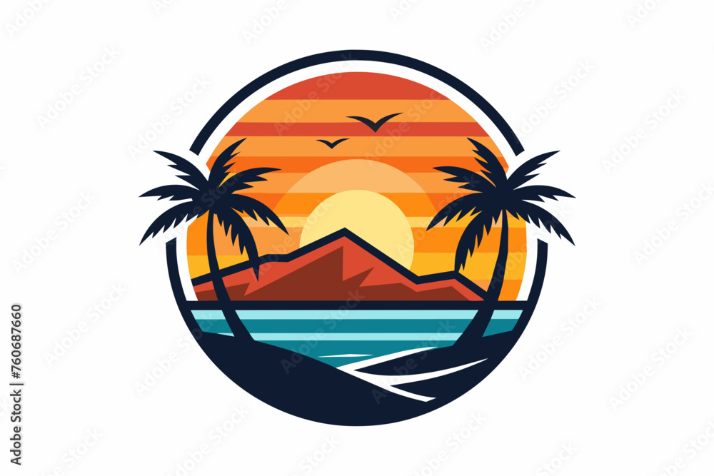 Sunset Logo Vector Design.