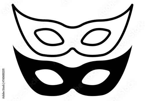 Icono negro de antifaz en fondo blanco.