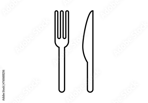 Icono negro de tenedor y cuchillo.