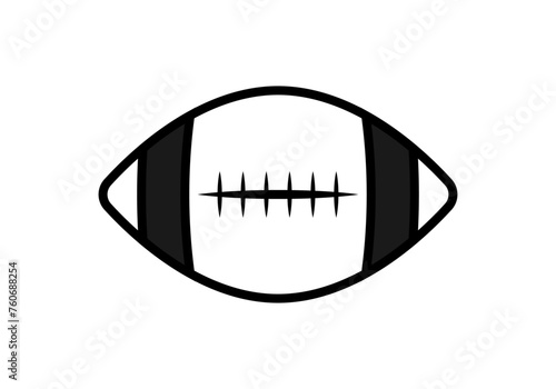 Icono negro de balón de fútbol americano en fondo blanco.