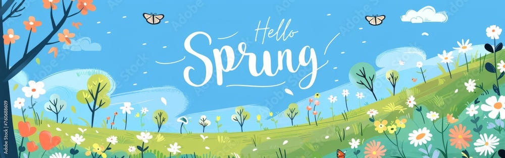 Obraz premium Spring flowers banner