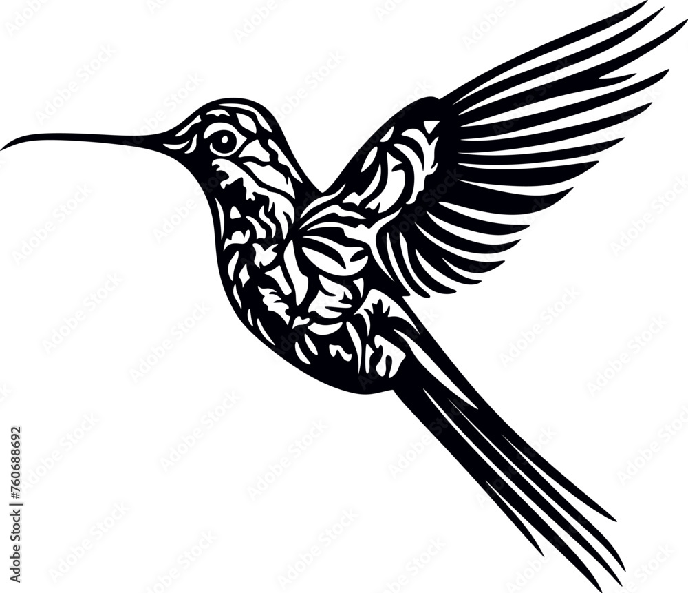 Fototapeta premium hummingbird and flower. Hummingbird. Vector illustration ready for vinyl cutting. Isolated on white background