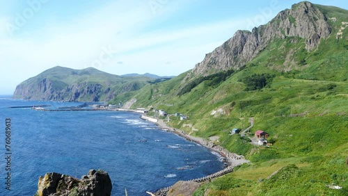 Blue sky and island landscape. Hokkaido, Rebun Island.