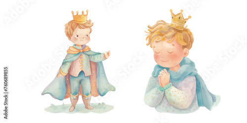 cute prince watercolour vector illustration