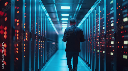 IT Specialist in computer server room