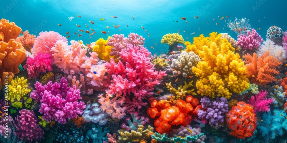 Barrier Reef, showcasing the diversity of colors and marine life