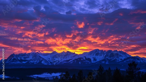 beautiful sunrise over the mountains