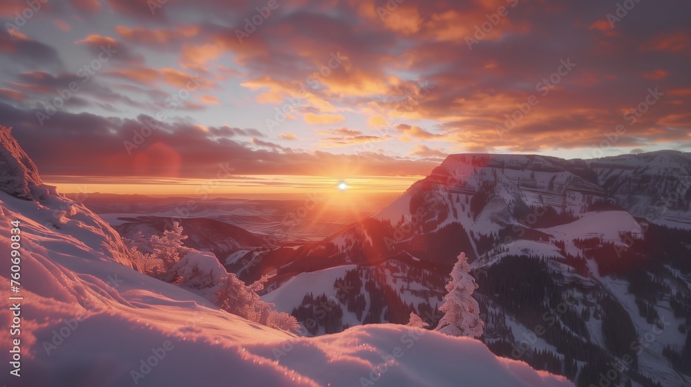 beautiful sunrise over the mountains