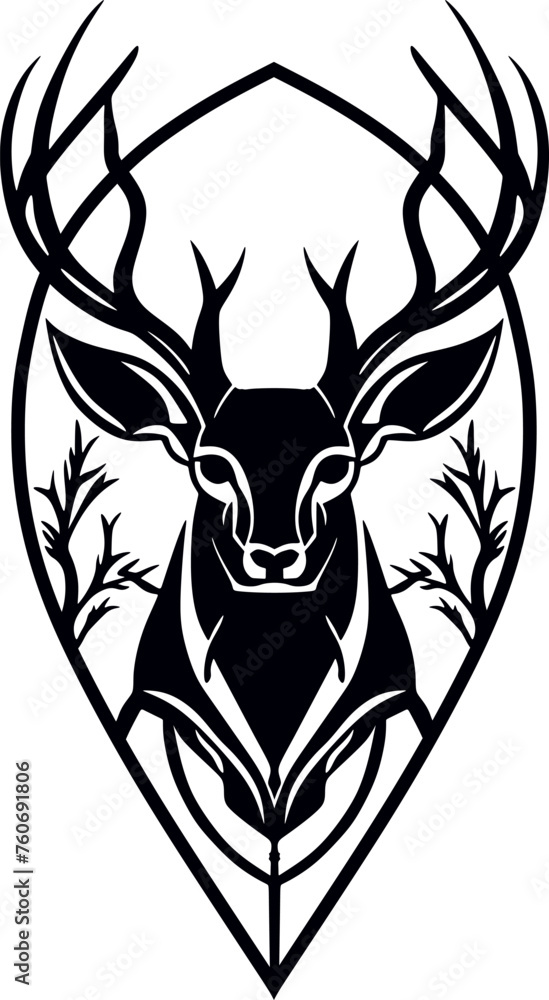 Deer with brunch. Vector illustration ready for vinyl cutting. Isolated on white background. Deer with brunch. Vector illustration ready for vinyl cutting. Isolated on white background.